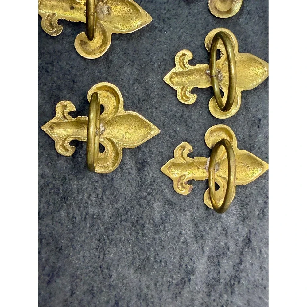 Vintage Brass Fleur de Lis Napkin Rings Set of 7 French Table Decor